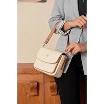 Just Polo Kadın 3 Bölmeli Orta Boy El Ve Omuz Çantası 234062mh Krem - Camel