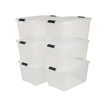 Kapaklı Plastik Saklama Kutuları, 45l, 6'li Set, Şeffaf Diğer
