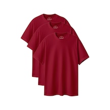 Velvoria Unisex Oversize Basic 3'lü Bordo Renk T-shirt Çok Renkli22