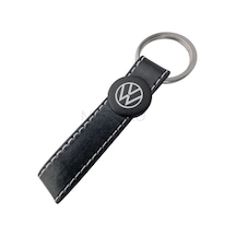 Yüksek Kaliteli Volkswagen Logolu Siyah Deri Şık Hediyelik Araç Anahtarlığı
