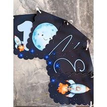 Hiras Dizayn Uzay One 1 Yaş Doğum Günü İpli Banner Süsü