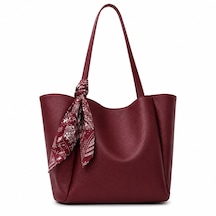 Housebags Lumi Kadın Fularlı Fermuarlı El Ve Omuz Çantası Bordo