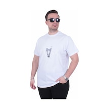 Moc Grande Mocgrande Erkek Büyük Beden Sıfır Yaka Tişört Black 26135 Beyaz