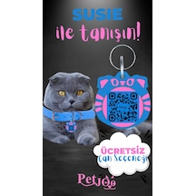 Petjoo 3.Susie Pembe-Mavi Qr'lı Kedi Künyesi