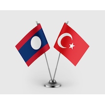 Laos Bayrağı Ve Türkiye Bayrağı İkili Saten Masa Bayrağı Takımı Diğer
