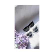 Kişileştirilmiş Gelin Damat Gözlük- Bride Gözlük İncili Siyah - Beyaz