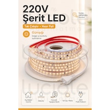 2 Metre 220v Günışığı Şerit Led Hazır Fişli Tak Çalıştır Silikonlu Yapışkanlı