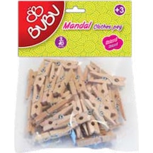 Bu-bu Hs0004 Ahşap Mandal 3cm 40 Lı Natural