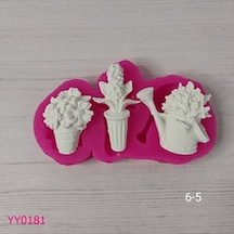 Yy0181 Üçlü Saksıda Çiçekler Silikon Kalıp