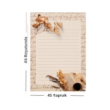 Kahve Ve Çiçek Desenli A5 Not Defteri 45 Yaprak Vintage Günlük Tasarımı Çok Renkli
