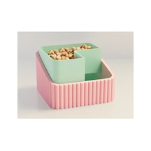 Alvera Fıstık Kasesi 3d Baskı Çift Hazneli Kabuk Ayırıcı Sunum Kasesi - Pembe Mint Mint Yeşili