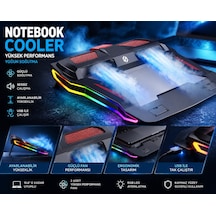 Hp Omen Max Gaming 16'' Uyumlu Rgb Led Işıklı Çift Fanlı Notebook Soğutucu Standı