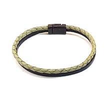 Light Olive Pure Braid Açık Zeytin Yeşili Örgü Detaylı Siyah Erkek Deri Bileklik-1406 Antrasit Light Olive Pure Braid Açık Zeytin Yeşili Örgü Detaylı Siyah Erkek Deri Bileklik-1406 Antrasit