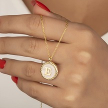 925 Ayar Gümüş Gold Harf Kolye