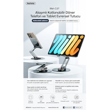 Remax Rm-c37 Ayarlanabilir Alüminyum Masaüstü Tablet Ve Telefon Stant - Çift Katlanır
