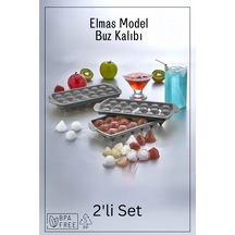 18 Bölmeli Elmas Model Buz Kalıbı - Buzluk - 2'li Set - Antrasit Plastik Diğer