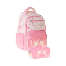 Calacilo Cat Kız Çocuk Kedi Baskılı Okul Sırt Çantası Ve Kalemlik Seti - Setcc-c4038c Pembe