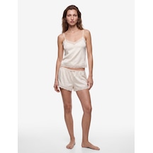 Koton Bel Lastikli Dantelli Rahat Kesim Mini Şort Pijama Altı Ekru 7wlk80004mw