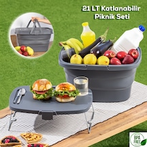 Porsima 07-1304 Katlanır Piknik Sepeti Masalı 21 L Antrasit