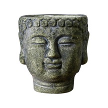 Suntek Çimento Buda Head Pot Statue Bonsai Çiçek Vazo Yeşil