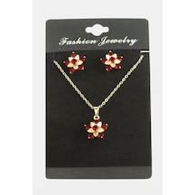 Flzdgnkr Çiçek Zirkon Taşlı Set Kolye-renkli Çok renkli