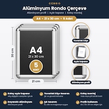 5 Adet A4 Alüminyum 21x30 Rondo Çerçeve 21 x 30 CM