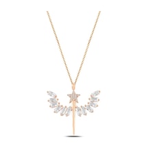 Zirkon Taşlı Rose Yıldızlı Mikailin Kılıcı Model 1 Kadın Gümüş Ko (484545807)