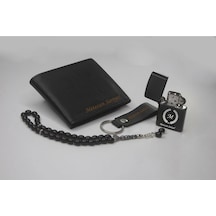 Kişiye Özel Cüzdan & Çakmak Set Tespih Siyah