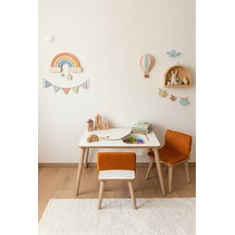 Montessori Çocuk Masası-oyun Masası-aktivite Masası-etkinlik Masası Takımı 2 Turuncu Sandalye