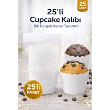 Cupcake Kalıbı & Kek Kapsülü & Muffin Kek Kalıbı & 25 Adet - Beyaz Kek Kalıbı Beyaz