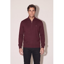 Dik Yaka Nakışlı Selanik Sweat Jsco Bordo