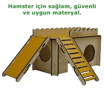 Merdivenli Kaydıraklı Oyun Alanı Hamster Oyuncağı Yuvası 20x10x11 Cm-renk Turuncu