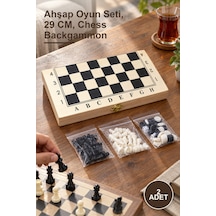 2 Adet Ahşap Kutulu Satranç Ve Tavla Seti Ahşap Oyun Seti, 29 Cm, Chess Backgammon