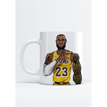 Lebron James Los Angeles Lakers Baskılı Porselen Kupa Bardak Beyaz