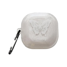 Caseonn Samsung Uyumlu Galaxy Buds 2 - Buds 2 Pro Kılıf Figürlü Işıltılı Kelebek