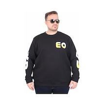 Moc Grande Mocgrande Büyük Beden Bisiklet Yaka Sweat Double Face Pike Eo 25703 Sıyah Siyah