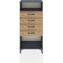 Hyperion Dolap Tek Raflı 4 Çekmeceli 60x44x134 Antrasit-çam Antrasit
