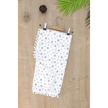 Kız Erkek Bebek Çift Katlı Sevimli Ponponlu Yıldız Müslin Kundak Battaniye Stl6909 Beyaz - Fuşya