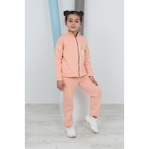 Toontoy Kız Çocuk Baskılı Eşofman Takımı Somon