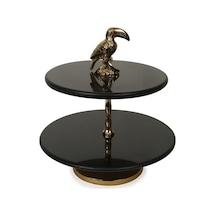 Vitale Granit Metal Kuşlu Katlı Servis Standı Ak.ja0235