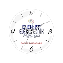 Kişiye Özel Elektrik Elektronik Mühendisi Çap 30 Bombeli Gerçek Cam Duvar Saati Siyah