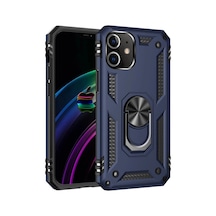 Durukar Apple iPhone Uyumlu 12 Mini Kılıf Sofya Yüzüklü Silikon Kapak - Lacivert