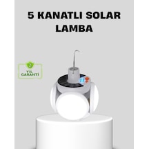 Solar Güneş Enerjili Ve Usb Şarjlı 5 Kanatlı Led Kamp Lambası Çok Renkli