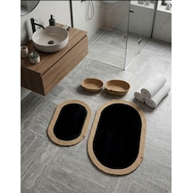 Senza Atelier Lüks 4 Lü Banyo & Antre Paspas Seti Hasır Siyah