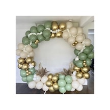 Krom Gold Retro Deniz Kumu Ve Kış Yeşili Balon Zinciri 100 Adet Mix