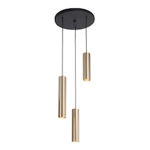 Mylights Led Avize Modern Spor Üçlü Sarkıt Avize Led 3000k Gün Işığı Salon Avize Altın - Gold