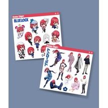 Blue Lock-hyoma Chigiri-bluelock-parlak Kağıt -2li Sticker Set-telefon Laptop Süsleme Kırmızı