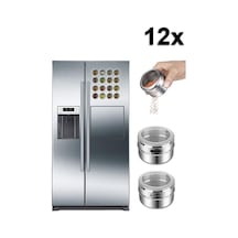 12Li Mıknatıslı Paslanmaz Çelik Baharatlık Takımı Cin114-12 Gümüş