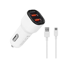 3 Adet S-link Sl-ec30t Type-c Kablolu 3.4a 2 Usb Beyaz Araç Şarj Cihazı