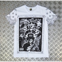 Stoned&Fame Kuru Kafa Parental Advisory Baskılı T-shirt Beyaz